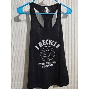 Lost Gods Sleeveless Blouse For Women Size Small Black I Recycle Logo  B8